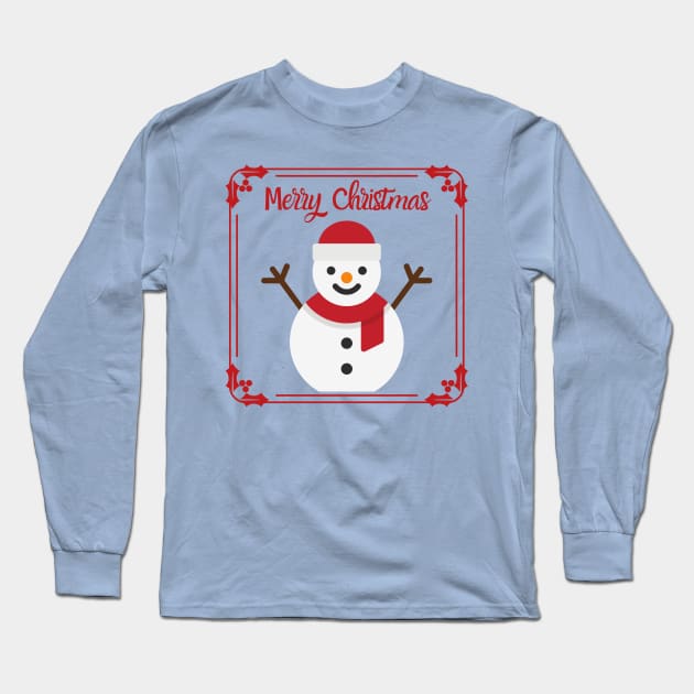 Merry Christmas Snowman Long Sleeve T-Shirt by AChosenGeneration